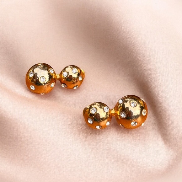 Gold Balls With Crystal Balls Earrings